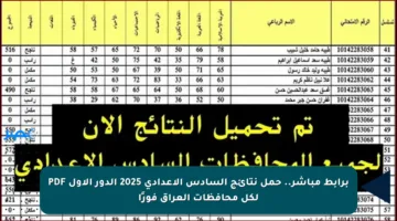 برابط مباشر.. حمل نتائج السادس الإعدادي 2025 الدور الأول PDF لكل محافظات العراق فورًا